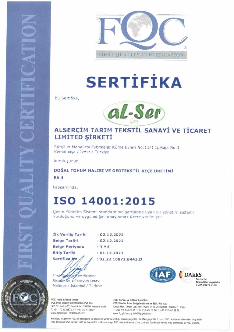 alser çim tarım tekstil sanayi ve ticaret, doğal tohum halısı, rulo çim